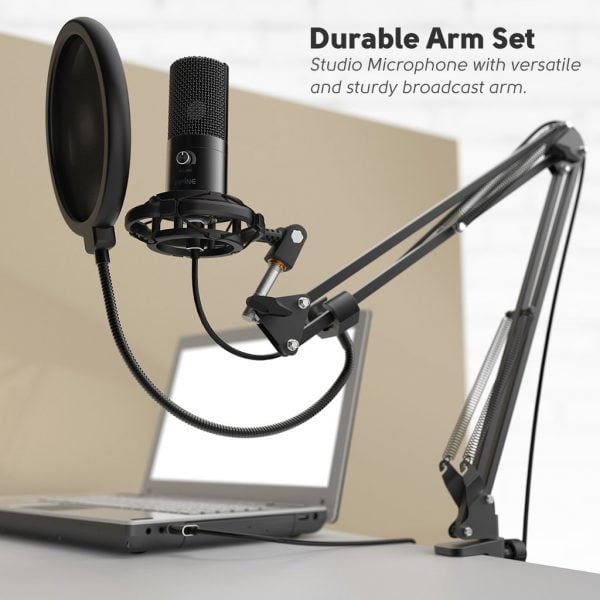 FIFINE T669 USB Microphone Bundle Complete with Scissor Arm Stand, Shock Mount & Pop Filter for Broadcasting, Streaming, Podcasting & Gaming - Image 3